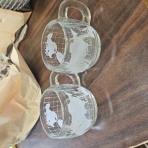 1970's Set of 2 Etched Nestle Coffee Mugs